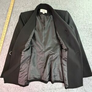 Le Suit Petite Black Blazer Jacket Women Size 6P Double Breasted Button Detail